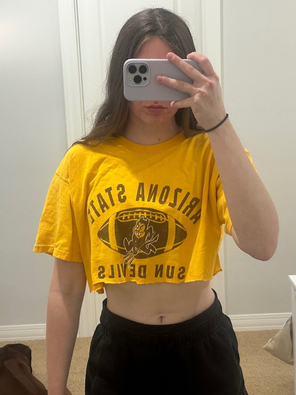 arizona state sun devils football gold cropped tee